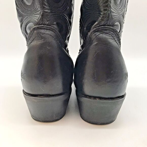 Guide Gear Black Leather 12 " Cowboy Boot Mens 9.5 Western Footwear 5 Row Stitch - Picture 6 of 12